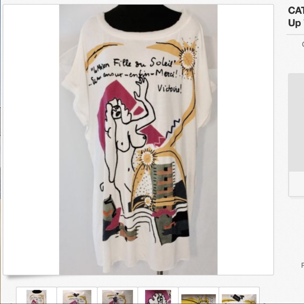 CATHERINE MALANDRINO Pop Art Sequin Beaded Beach Cover Up Tunic⭐ - Picture 1 of 7
